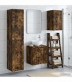 vidaXL Bathroom Cabinet Set 3 pcs Smoked Oak 33 x 34.5 x 160 cm