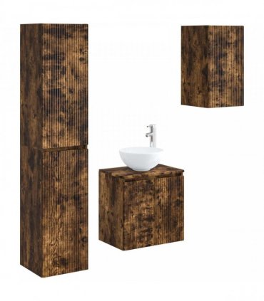 vidaXL Bathroom Cabinet Set 3 pcs Smoked Oak 33 x 34.5 x 160 cm