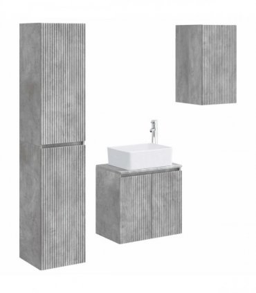 vidaXL Bathroom Cabinet Set 3 pcs Concrete Grey 33 x 34.5 x 160 cm