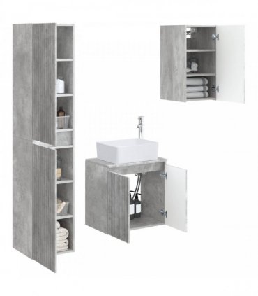 vidaXL Bathroom Cabinet Set 3 pcs Concrete Grey 33 x 34.5 x 160 cm