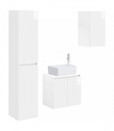 vidaXL Bathroom Cabinet Set 3 pcs High Gloss White 33 x 34.5 x 160 cm