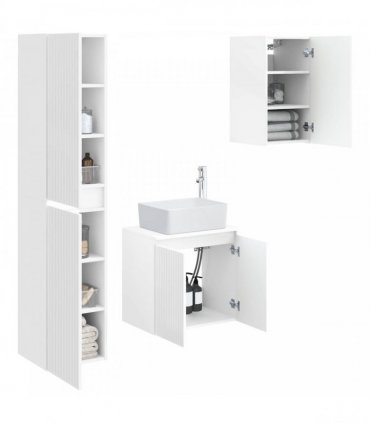 vidaXL Bathroom Cabinet Set 3 pcs High Gloss White 33 x 34.5 x 160 cm