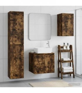 vidaXL Bathroom Cabinet Set 3 pcs Smoked Oak 33 x 34.5 x 160 cm