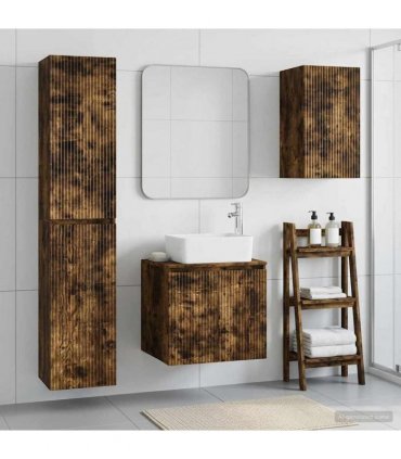 vidaXL Bathroom Cabinet Set 3 pcs Smoked Oak 33 x 34.5 x 160 cm