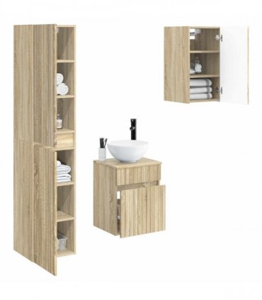 vidaXL Bathroom Cabinet Set 3 pcs Sonoma Oak 33 x 34.5 x 160 cm