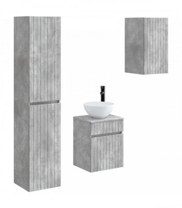 vidaXL Bathroom Cabinet Set 3 pcs Concrete Grey 33 x 34.5 x 160 cm