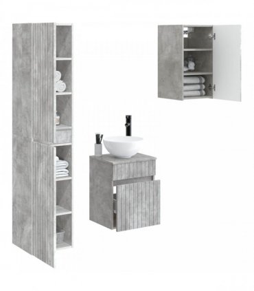 vidaXL Bathroom Cabinet Set 3 pcs Concrete Grey 33 x 34.5 x 160 cm