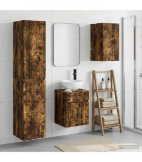 vidaXL Bathroom Cabinet Set 3 pcs Smoked Oak 33 x 34.5 x 160 cm