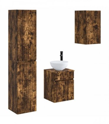 vidaXL Bathroom Cabinet Set 3 pcs Smoked Oak 33 x 34.5 x 160 cm