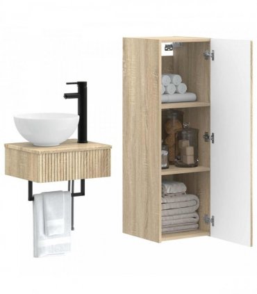 vidaXL Bathroom Cabinet Set 2 pcs Sonoma Oak 33 x 34.5 x 100 cm