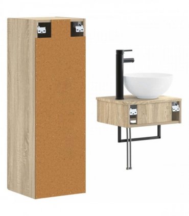 vidaXL Bathroom Cabinet Set 2 pcs Sonoma Oak 33 x 34.5 x 100 cm