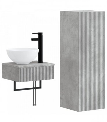 vidaXL Bathroom Cabinet Set 2 pcs Concrete Grey 33 x 34.5 x 100 cm