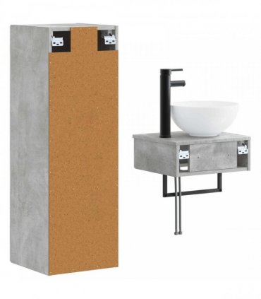 vidaXL Bathroom Cabinet Set 2 pcs Concrete Grey 33 x 34.5 x 100 cm