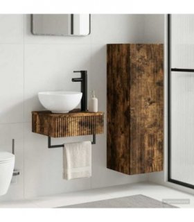 vidaXL Bathroom Cabinet Set 2 pcs Smoked Oak 33 x 34.5 x 100 cm
