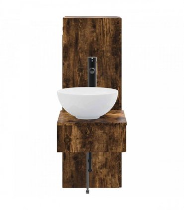 vidaXL Bathroom Cabinet Set 2 pcs Smoked Oak 33 x 34.5 x 100 cm