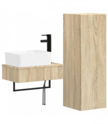 vidaXL Bathroom Cabinet Set 2 pcs Sonoma Oak 33 x 34.5 x 100 cm