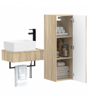 vidaXL Bathroom Cabinet Set 2 pcs Sonoma Oak 33 x 34.5 x 100 cm