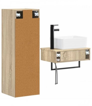 vidaXL Bathroom Cabinet Set 2 pcs Sonoma Oak 33 x 34.5 x 100 cm