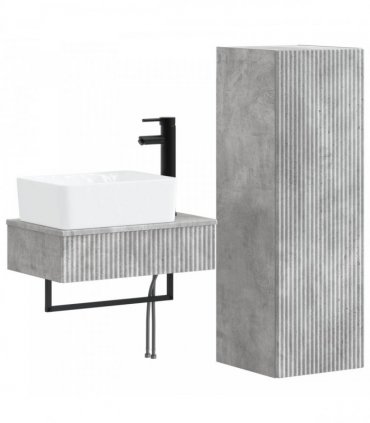 vidaXL Bathroom Cabinet Set 2 pcs Concrete Grey 33 x 34.5 x 100 cm