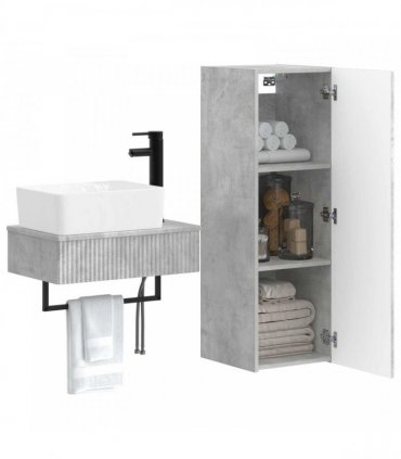 vidaXL Bathroom Cabinet Set 2 pcs Concrete Grey 33 x 34.5 x 100 cm