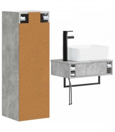 vidaXL Bathroom Cabinet Set 2 pcs Concrete Grey 33 x 34.5 x 100 cm