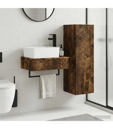 vidaXL Bathroom Cabinet Set 2 pcs Smoked Oak 33 x 34.5 x 100 cm