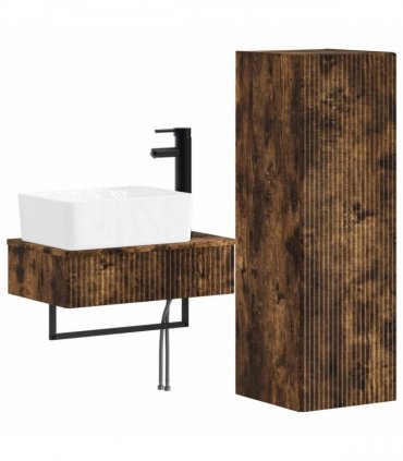 vidaXL Bathroom Cabinet Set 2 pcs Smoked Oak 33 x 34.5 x 100 cm