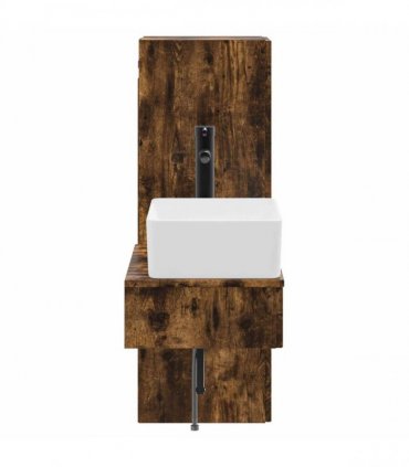 vidaXL Bathroom Cabinet Set 2 pcs Smoked Oak 33 x 34.5 x 100 cm