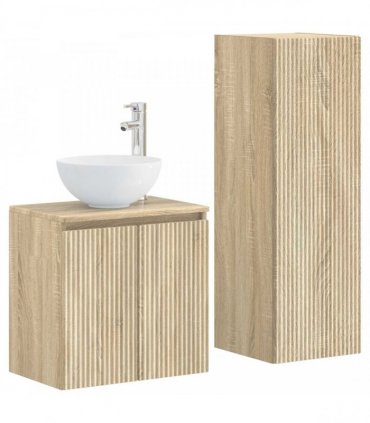 vidaXL Bathroom Cabinet Set 2 pcs Sonoma Oak 33 x 34.5 x 100 cm