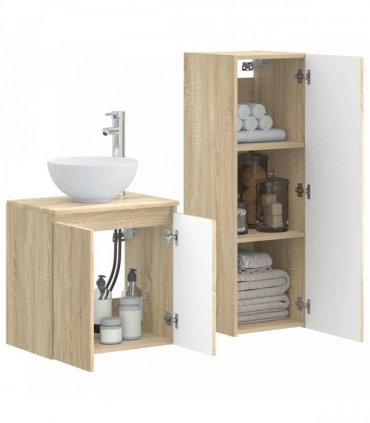 vidaXL Bathroom Cabinet Set 2 pcs Sonoma Oak 33 x 34.5 x 100 cm