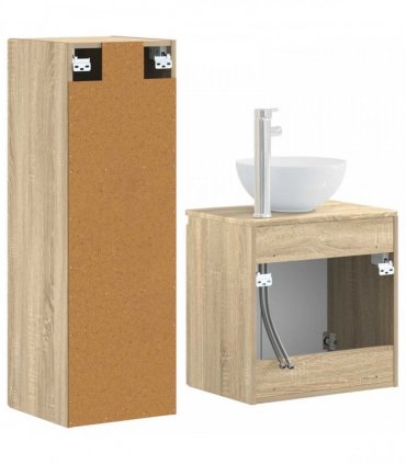 vidaXL Bathroom Cabinet Set 2 pcs Sonoma Oak 33 x 34.5 x 100 cm