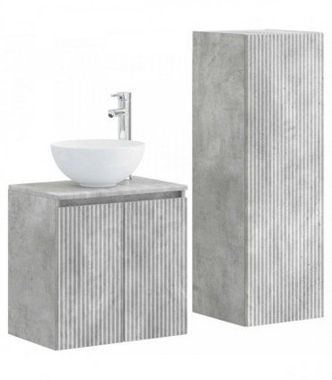 vidaXL Bathroom Cabinet Set 2 pcs Concrete Grey 33 x 34.5 x 100 cm