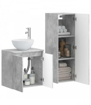 vidaXL Bathroom Cabinet Set 2 pcs Concrete Grey 33 x 34.5 x 100 cm