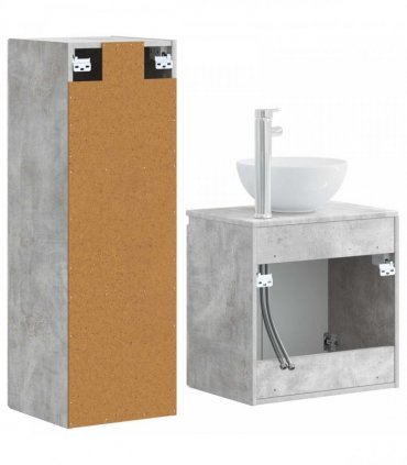 vidaXL Bathroom Cabinet Set 2 pcs Concrete Grey 33 x 34.5 x 100 cm