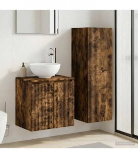 vidaXL Bathroom Cabinet Set 2 pcs Smoked Oak 33 x 34.5 x 100 cm
