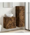 vidaXL Bathroom Cabinet Set 2 pcs Smoked Oak 33 x 34.5 x 100 cm