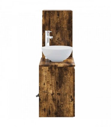 vidaXL Bathroom Cabinet Set 2 pcs Smoked Oak 33 x 34.5 x 100 cm