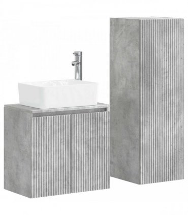 vidaXL Bathroom Cabinet Set 2 pcs Concrete Grey 33 x 34.5 x 100 cm