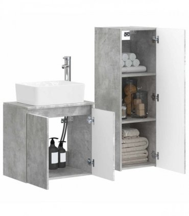 vidaXL Bathroom Cabinet Set 2 pcs Concrete Grey 33 x 34.5 x 100 cm
