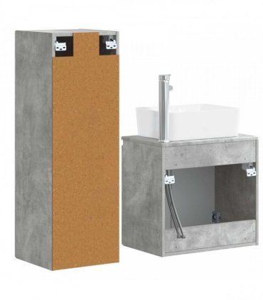 vidaXL Bathroom Cabinet Set 2 pcs Concrete Grey 33 x 34.5 x 100 cm