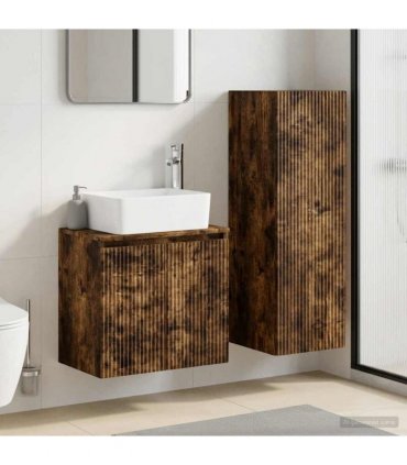 vidaXL Bathroom Cabinet Set 2 pcs Smoked Oak 33 x 34.5 x 100 cm
