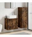 vidaXL Bathroom Cabinet Set 2 pcs Smoked Oak 33 x 34.5 x 100 cm