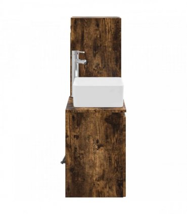 vidaXL Bathroom Cabinet Set 2 pcs Smoked Oak 33 x 34.5 x 100 cm