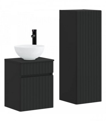 vidaXL Bathroom Cabinet Set 2 pcs Black 33 x 34.5 x 100 cm