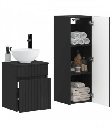 vidaXL Bathroom Cabinet Set 2 pcs Black 33 x 34.5 x 100 cm