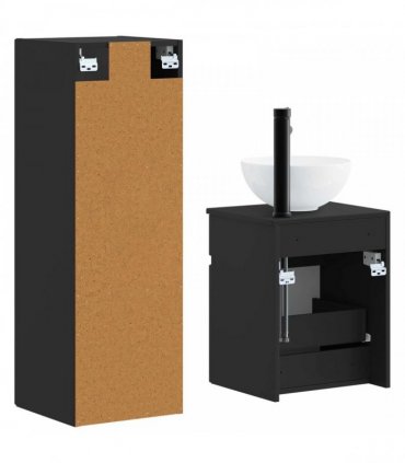 vidaXL Bathroom Cabinet Set 2 pcs Black 33 x 34.5 x 100 cm