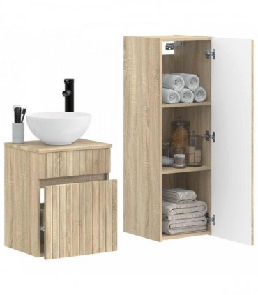 vidaXL Bathroom Cabinet Set 2 pcs Sonoma Oak 33 x 34.5 x 100 cm