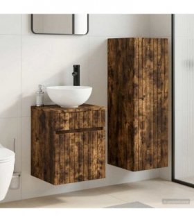 vidaXL Bathroom Cabinet Set 2 pcs Smoked Oak 33 x 34.5 x 100 cm