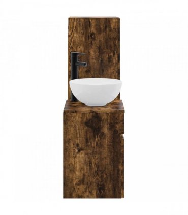vidaXL Bathroom Cabinet Set 2 pcs Smoked Oak 33 x 34.5 x 100 cm