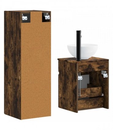 vidaXL Bathroom Cabinet Set 2 pcs Smoked Oak 33 x 34.5 x 100 cm